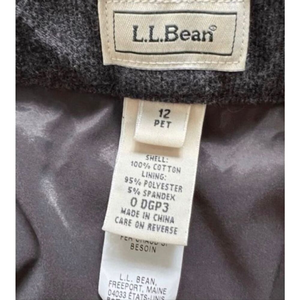 L.L. Bean Women Tweed Gray 100% Cotton Trouser Pants High Rise Size 12 Petite - Picture 9 of 12